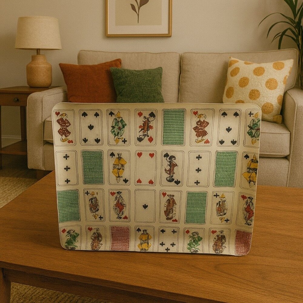 Pierre Frey Playing Cards Deck Tray Plastic Acrylic Vintage Retro Serving Decor